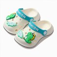 thumbnail image 3 of CAUYDY Kids Lightweight EVA Clog Sandals, 3D Dino Decor Closed Toe Convertible Back Strap Summer Slippers(L101-White,11), 3 of 9