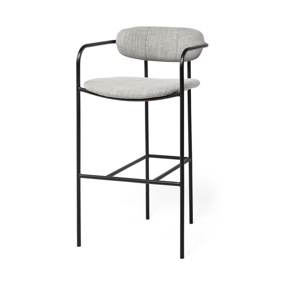 Mercana Parker Frost Gray Fabric Seat Black Bar Stool