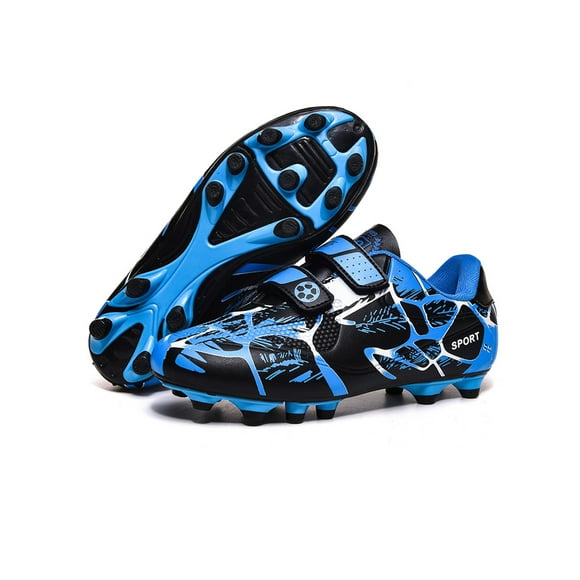 Daeful Enfants Baskets Chaussures de Football de Confort en Cours d'Exécution Low Top Crampons de Football Respirant Bleu (Sol Ferme) 3.5Y