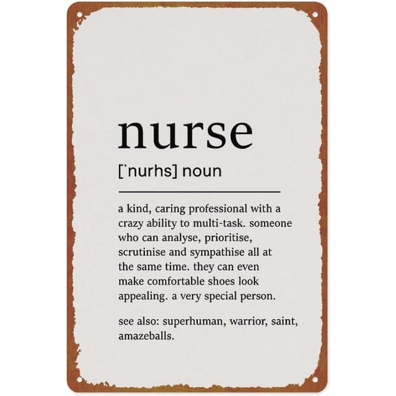 Nurse Definition Metal Tin Sign, Funny Vintage Wall Decor Poster for Cafe Bar Restaurant Supermarket Shop, 8 x 12 Inches