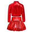 thumbnail image 4 of Haitryli Kids Girls Metallic Dance Outfits Shiny Cropped Jacket with Bubble Skirt Set Hip Hop Jazz Clothes Dancewear Red 10, 4 of 7