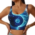 thumbnail image 1 of Fotbe Blue Yin And Yang Sujetador Deportivo Largo sin Aros para Mujer con Almohadillas y Soporte Medio, Transpirable y Absorbente, Camiseta Tipo Chaleco o Tank Top-X-Large, 1 of 8
