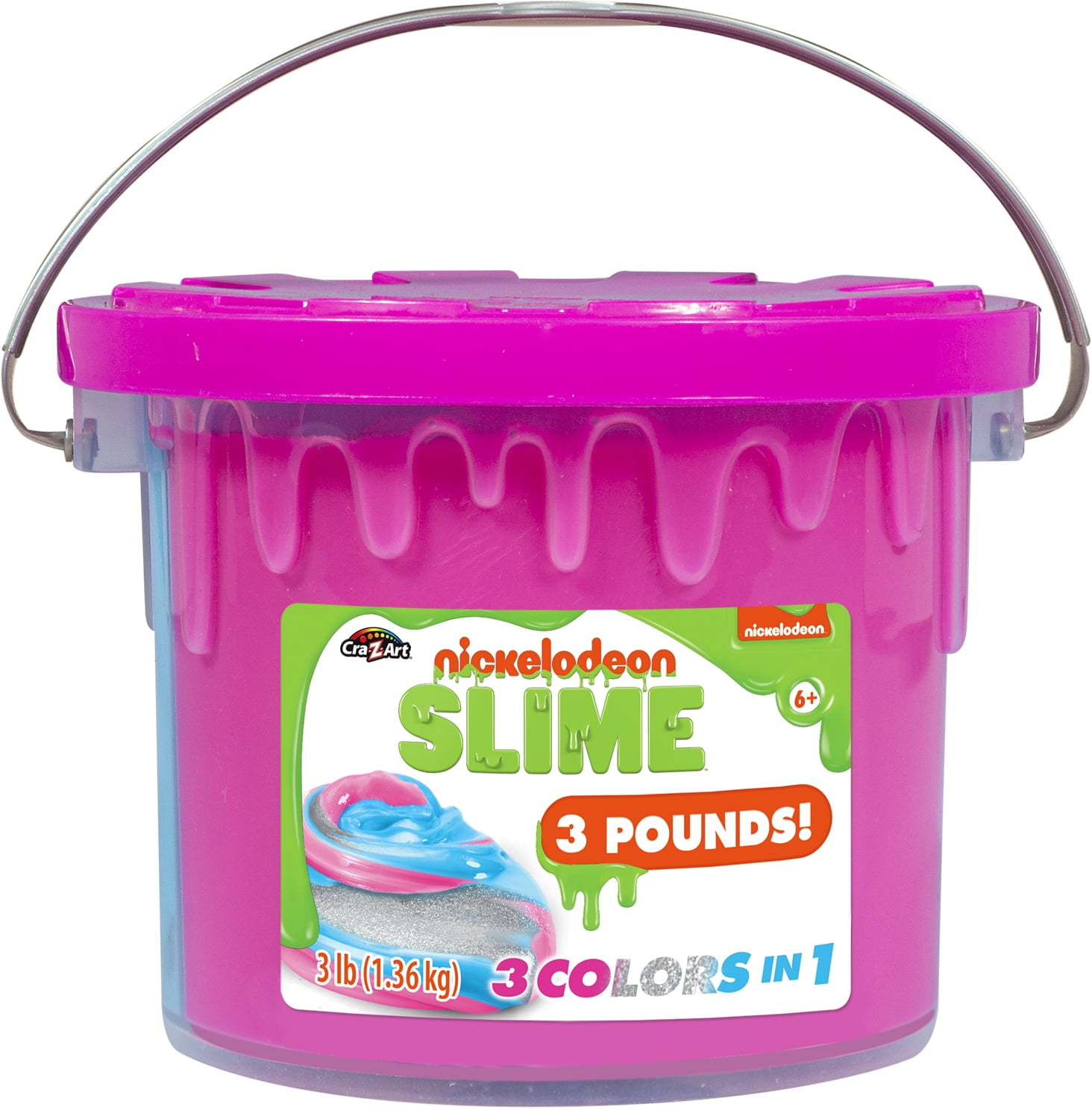 CRA-Z-ART Nickelodeon Slime 3lb Tri-color Bucket With 3 Colors in 1 for sale online 