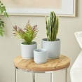 thumbnail image 2 of DecMode 7", 6", 4"H Gray Ceramic Planter with Layered Square Shaped Grooves (3 Count), 2 of 9