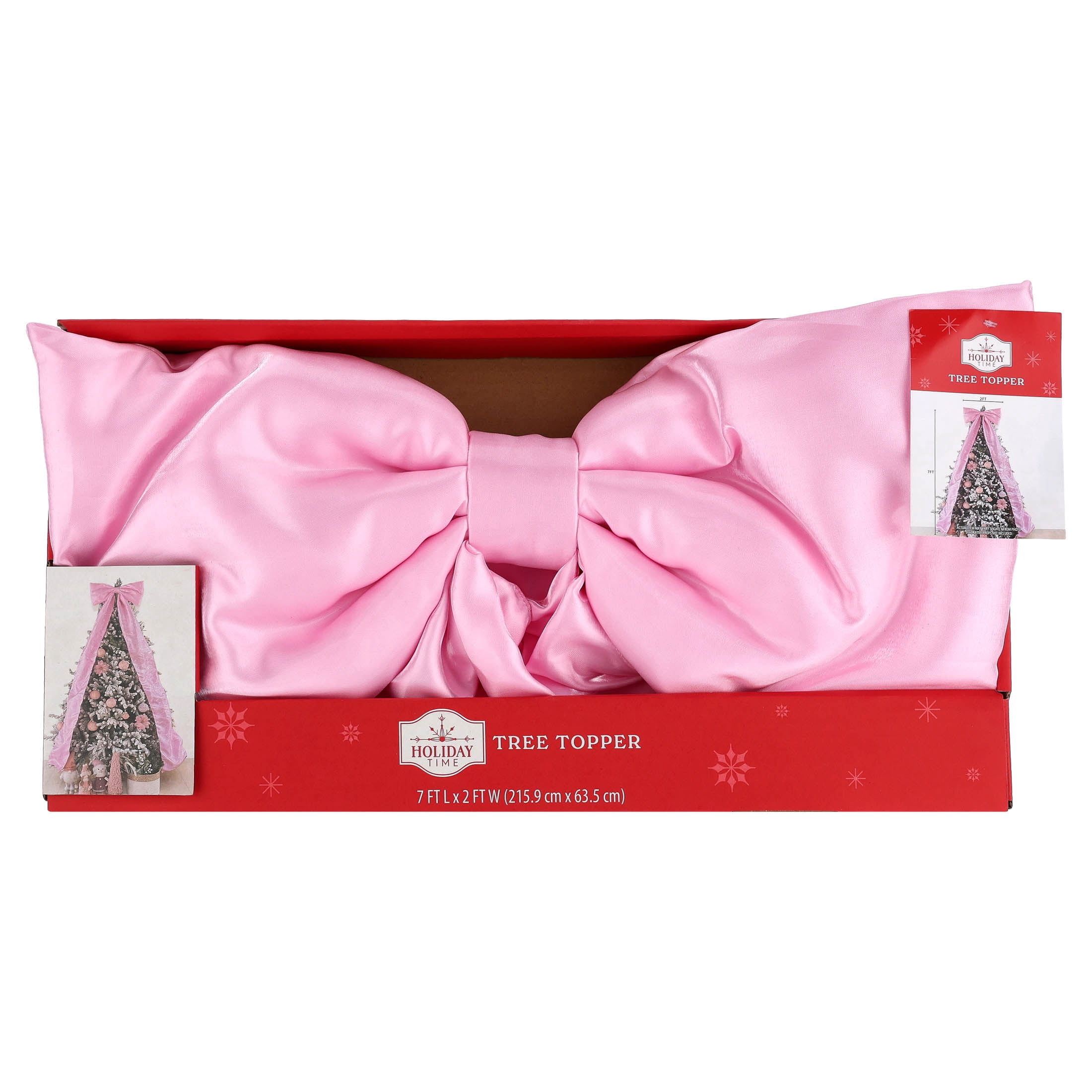 Satin Bow Christmas Tree Topper, Pink, 7', by Holiday Time