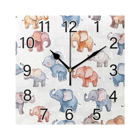 1 ed 81205 de 9 a 4 a 6 a abd 5 35 dbb 583 e 2 bb.caeee 01 e 681044 af 0 bef 1622 cd 3 d 4941 Ryvnso Cute Little Elephant Wall Clock Square Silent Non Ticking Battery Operated 7 . 78 - 1 ed