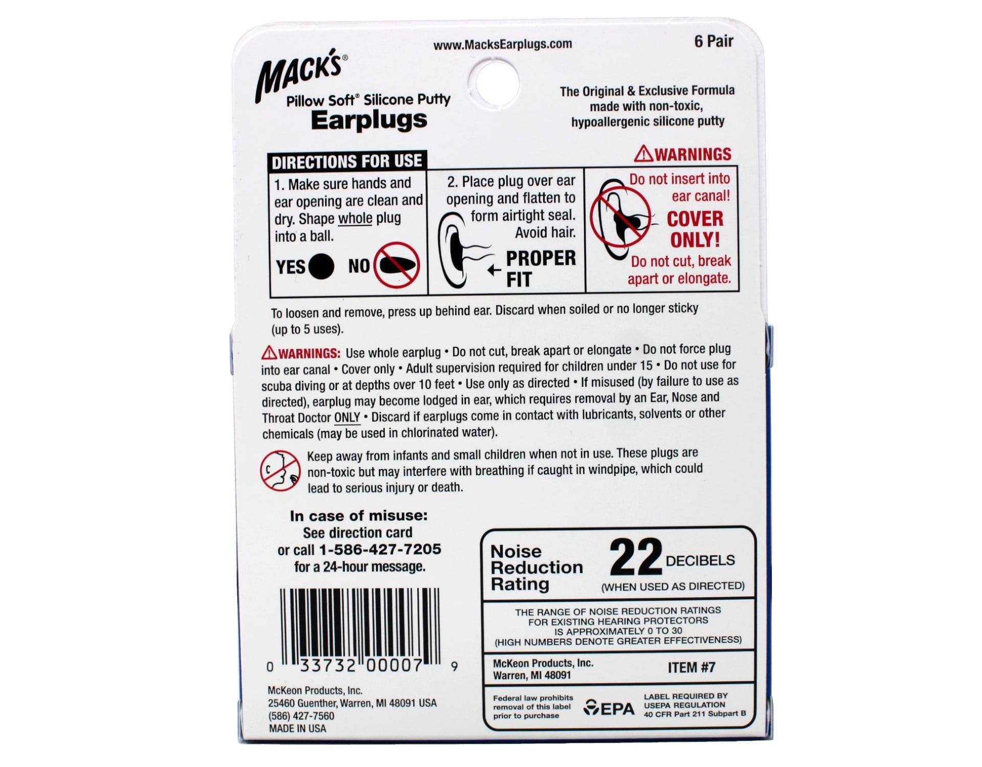 Mack's Pillow Soft Silicone Earplugs - 6 Pair (Pack of 8), Value Pack  The Original Moldable Silicone Putty Ear Plugs for Sleeping, Snoring, Swimming, Travel, Concerts and Studying