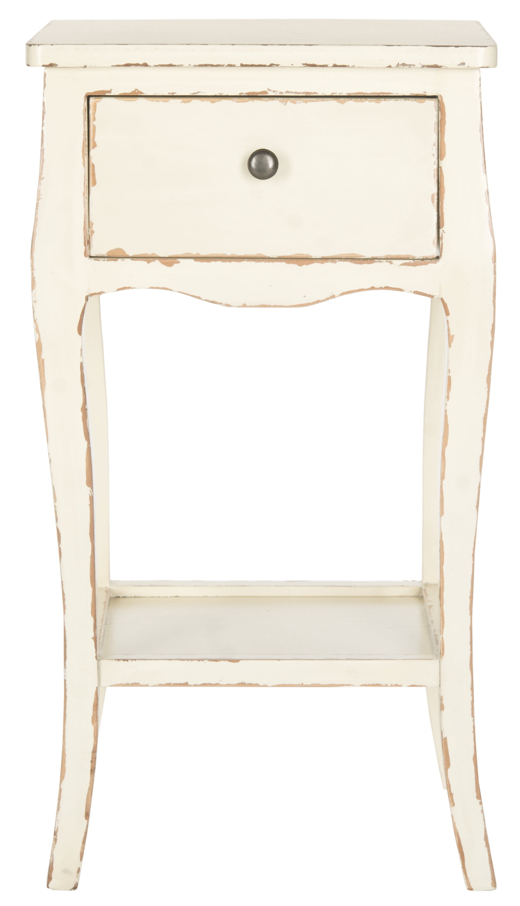 SAFAVIEH Thelma Solid Rustic End Table with Storage Drawer, Vintage Cream