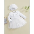 thumbnail image 2 of Bagilaanoe Toddler Baby Girl Party Dress Ruffle Long Sleeve A-line Princess Dresses + Hat 6M 12M 18M 24M 3T Kid Patchwork Tulle Skirt, 2 of 8