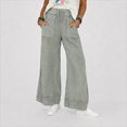 thumbnail image 2 of Sewkxo Womens Casual Wide Leg Sweatpants Acid Wash Elastic Waisted Palazzo Pants Trousers with Pockets,Gray L, 2 of 7