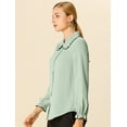 thumbnail image 4 of Blusa De Manga Larga Con Cuello Peter Pan Y Volantes Para Mujer Verde S, 4 of 6
