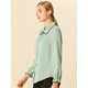 thumbnail image 4 of Blusa De Manga Larga Con Cuello Peter Pan Y Volantes Para Mujer Allegra K Verde XS, 4 of 6