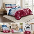 thumbnail image 6 of Full Quilt Set 78''x90'', Blue White Red Lightweight Summer Bedspread Coverlet Set with 2 Pillow Shams, Tie-dye American Flag Star Abstract Breathable All Season Quilt Bedding for Bedroom/Guest Room, 6 of 9