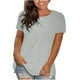 thumbnail image 1 of Blusas Umfun para mujer, color liso, cuello redondo, manga corta, blusa informal versátil, gris, L, 1 of 4