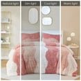 thumbnail image 3 of Comforter Long Faux Fur Comforter Set, Wave Pattern Design Shaggy Duvet, Twin Size Cover Cozy Bedding Set with 2 Shams, Blush 3 Piece, 68x90, 3 of 7