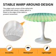 thumbnail image 6 of Ombre Green Abstract Lines Elastic Fitted Round Table Cover Modern Spring Summer Waterproof Outdoor Tablecloth for Holiday Party, Picnic, Patio & Dining Fits Tables Up to 36"-44", 6 of 8