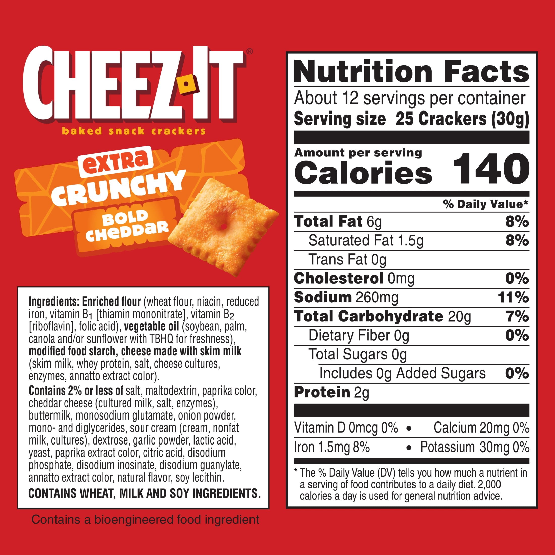 (2 pack) Cheez-It Extra Crunchy Extra Crunchy Bold Cheddar Baked Snack Crackers, Baked Snack Crackers, 12.4 oz