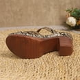 thumbnail image 6 of Women's Slip On Platform Chunky Heel Sandals Comfortable Open Toe Fashion Snakeskin Slide Dress Sandal Gold Size 9.5, 6 of 7