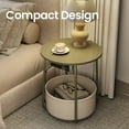 thumbnail image 2 of LEDREM Multifunctional Round Bedside Table with Power Socket, Stable U-Shape Support Leg Accent Table, Quick Assembly Side Table with Large Capacity Fabric Storage Bin for Apartment, Dorm, 2 of 5