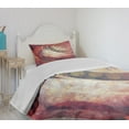 thumbnail image 4 of Ambesonne Antique Quilted Bedspread Set 2 Pcs, Grunge Circles, Twin Size, Red Yellow, 4 of 6