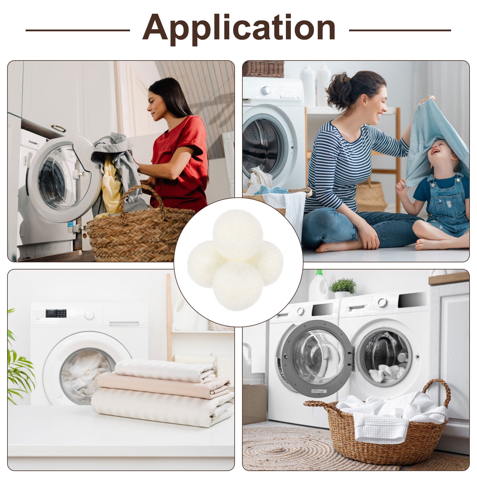Unique Bargains Wool Laundry Dryer Balls for Reducing Static and Wrinkles White
