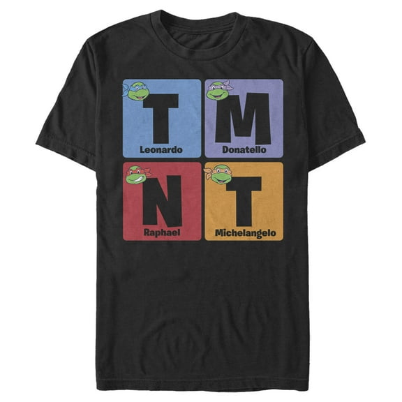 Men's Teenage Mutant Ninja Turtles Scrabble Name Piece Graphic Tee Black Small
