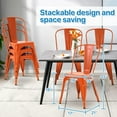 thumbnail image 7 of Dkelincs Metal Dining Chairs Indoor-Outdoor Stackable Restaurant Bistro Chair Set of 4, 18" Seat Height Industrial Side Bar Chairs w/Back, 330 lbs Weight Capacity, Orange, 7 of 7
