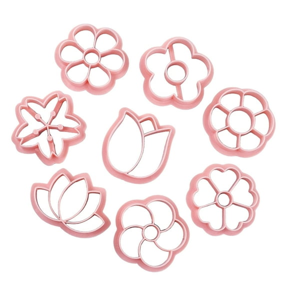 ROCKROK Pack Of 8 Flower Cookie Molds for Baking Enthusiasts Biscuit Fondant Embosser