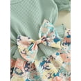 thumbnail image 6 of Toddler Girls Two Piece Outfits Floral Ribbed Patchwork Short Sleeve Princess Dress and Headband, 6 of 8
