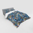 thumbnail image 3 of Nautical Duvet Cover Set, Abstract Pattern Sea Shells Sea Horse Corals Fish Rob Globe Maps Wavy Ocean, Bedding Set with Shams and Fitted Sheet, 3 Sizes, by Ambesonne, 3 of 3