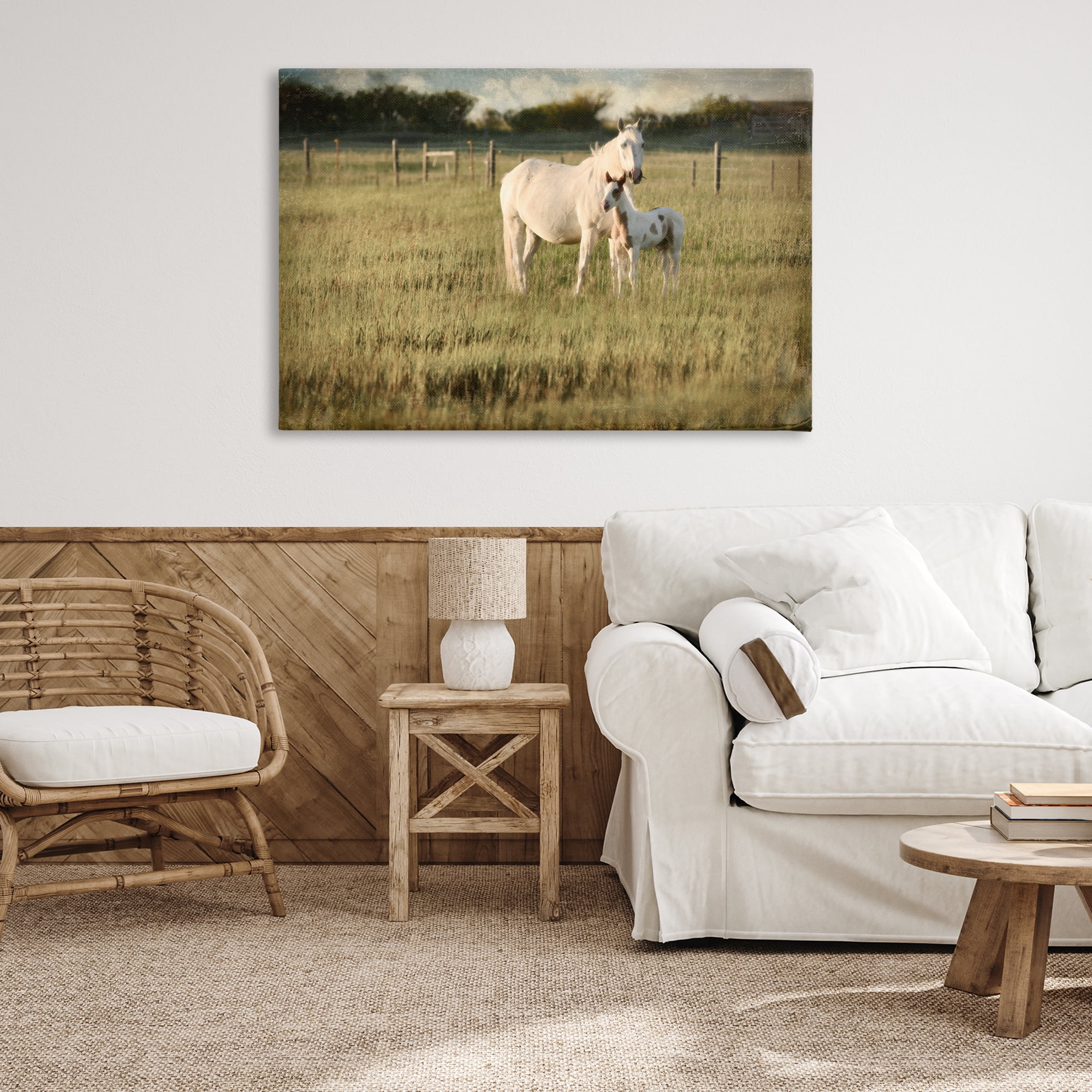 Stupell Industries Rural Horse and Foal Landscape Photography Gallery Wrapped Canvas Art Print Wall Art, 45 x 30