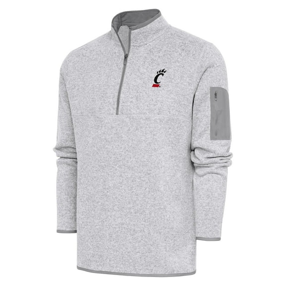 Men's Antigua Heather Gray Cincinnati Bearcats Fortune Quarter-Zip Pullover Jacket