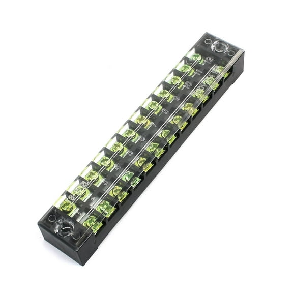 600V 15A Dual Row 12 Pole Barrier Screw Terminal Strip Wire Connector