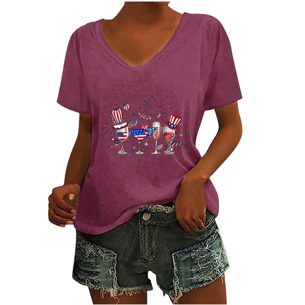 Camisetas de Cuello Redondo Impreso Gradiente de las Mujeres, Manga Corta Casual Top para el Uso Diario