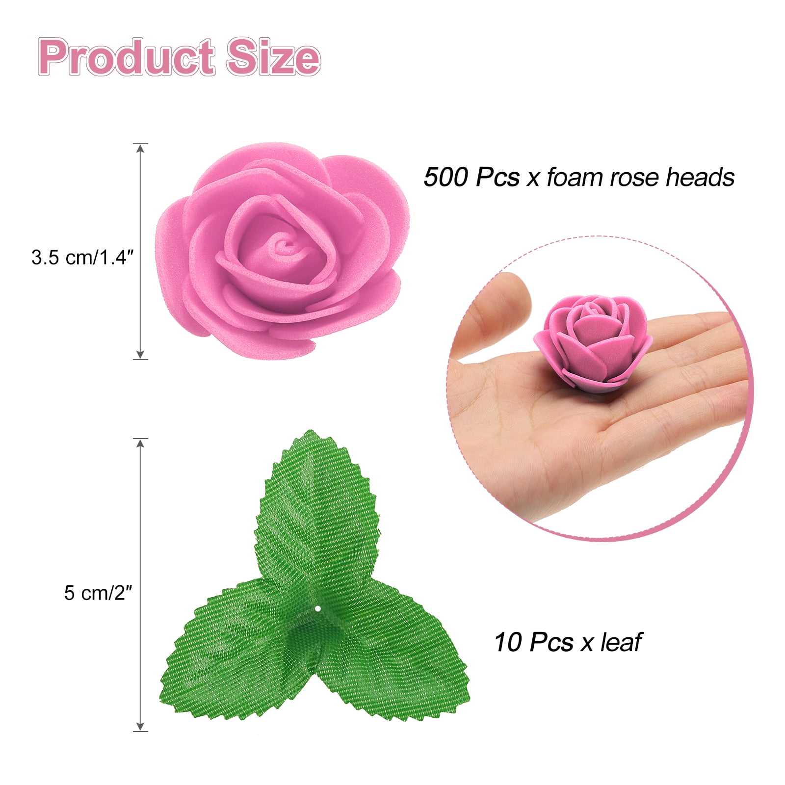 Unique Bargains Rose Heads Artificial Bulk Stemless Foam Fake Flowers for DIY Crafts Pink
