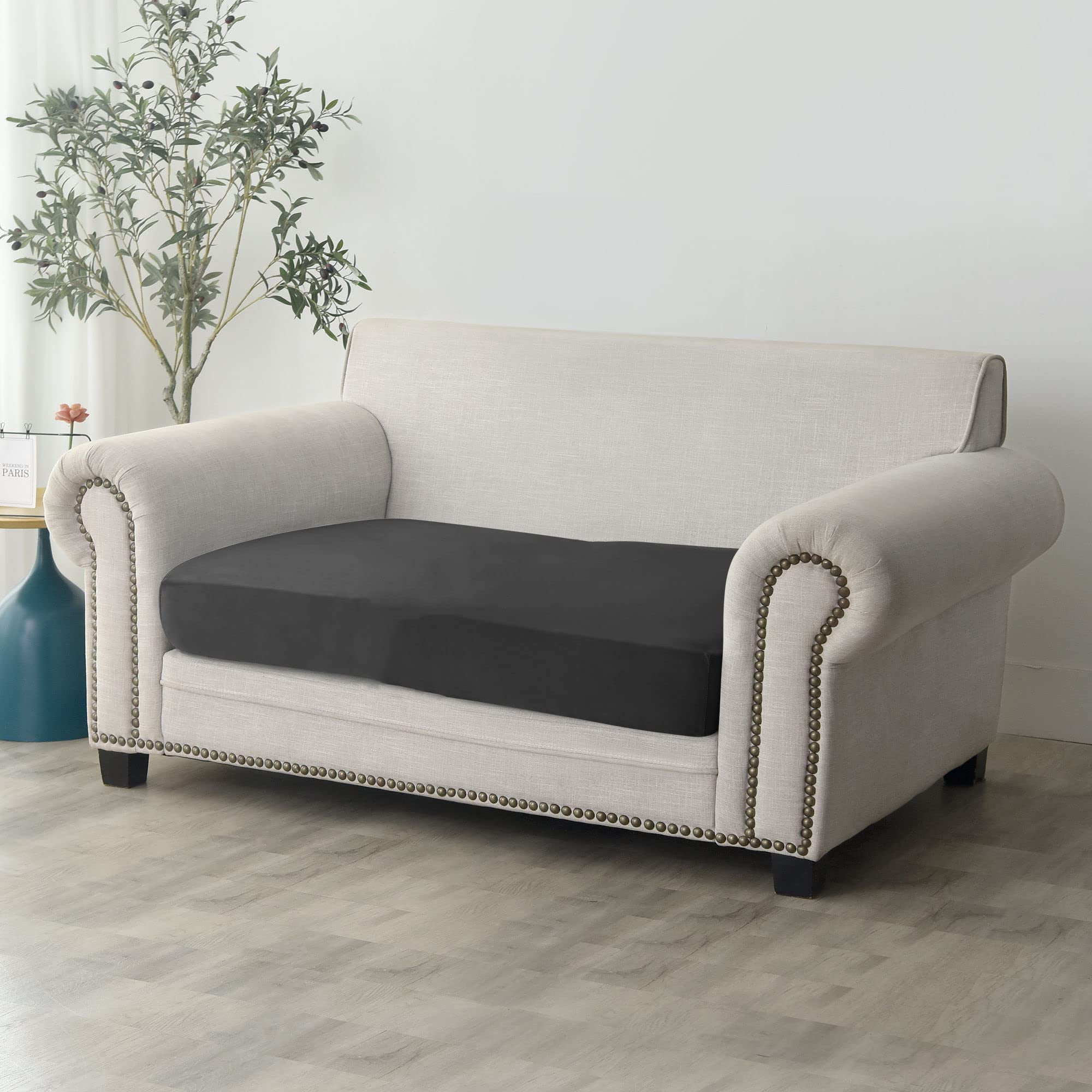 Velvet Sofa Seat Cushion Covers, Sofa Cushion Covers Stretch Couch Cushion Cover Soft with Elastic Bottom Sofa Seat Cover for Chair Sofa-Peacock blue-3-seater
