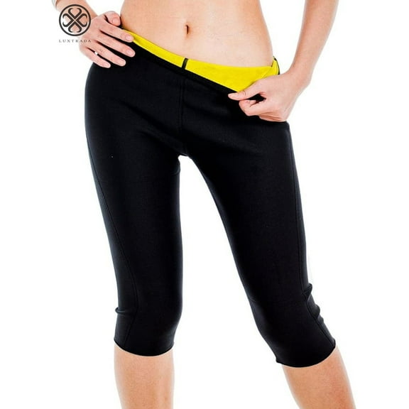 Luxtrada High Waist Neoprene Sauna Women's Shaping Pants Slimming Body Shapewear Fat Burner Waist Trainer Weight Loss Workout Legging Shorts Control Pants (Size L)