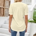 thumbnail image 4 of Womens Shirts Summer V Neck Tops Puff Short Sleeve T Shirt Pleated Floral Printed Tunic Blouse Shirts Womens Tops, 4 of 7