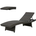 thumbnail image 1 of Outsunny Chaise Longue Inclinable d'Extérieur Pliante en Rotin avec Dossier Réglable à 5 Niveaux, Roues pour Jardin, Patio, Brun Mélangé, 1 of 7