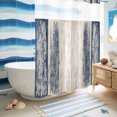 thumbnail image 6 of No Hook Shower Curtain, Navy Blue Wooden Shower Curtains for Bathroom with See Through Top Window, Farmhouse Brown Vintage Distressed Waterproof & Washable Bath Curtain Stall 48"x72", 6 of 9
