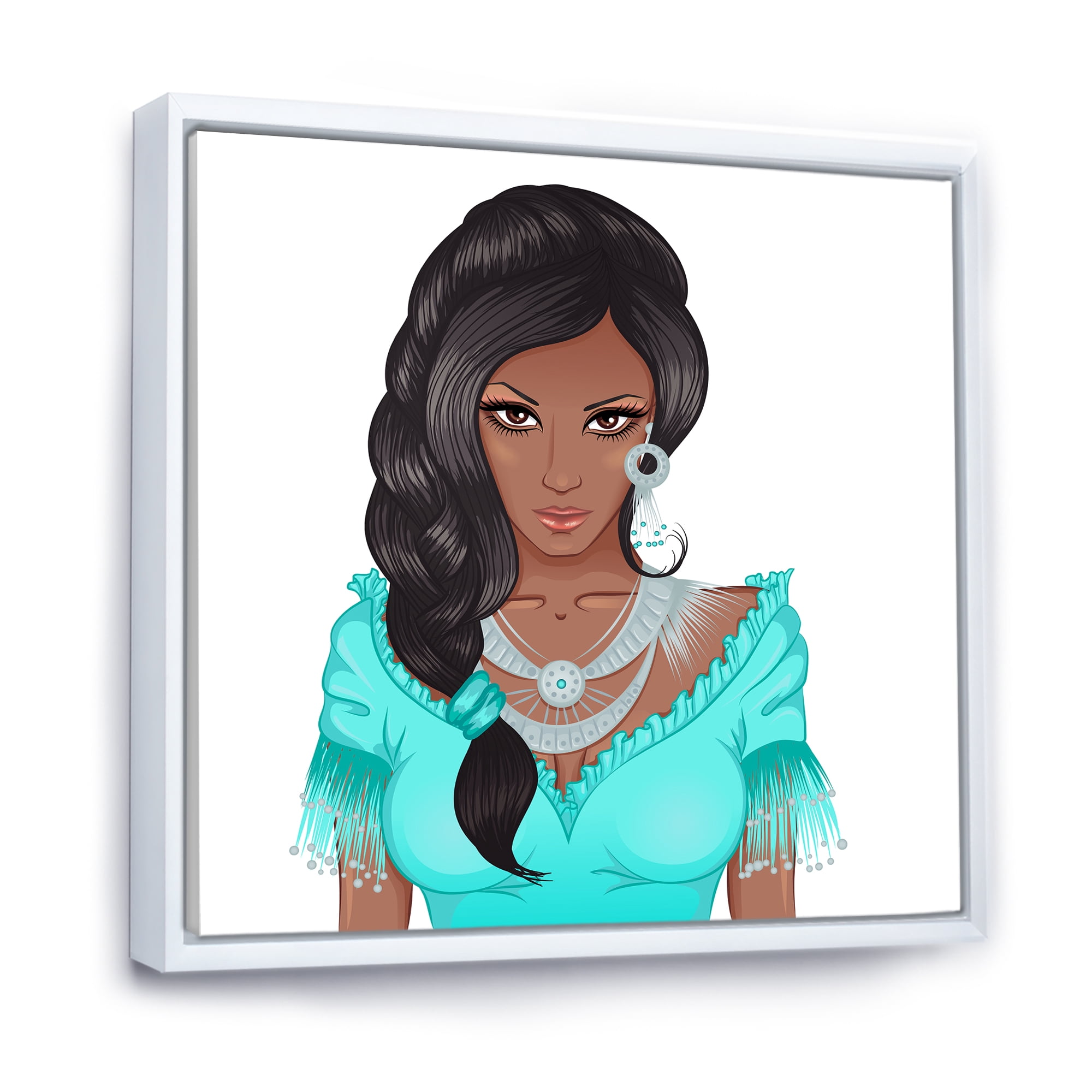 Designart 'Portrait Of Afro American Woman XVI' Modern Framed Canvas Wall Art Print