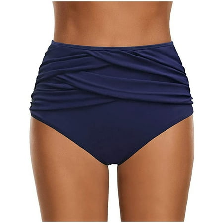 TANGNADE Swim Shorts Women High Waist Ruched Bikini Bottoms Tummy Control Swimsuit Briefs Pants Swim Bottom