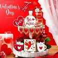 thumbnail image 2 of 12 Pcs Valentine's Day Tiered Tray Decor Set Trendy Wood Valentine's Day Table Decorations Tabletop Wooden Romantic Sweet Red Love Heart Table Signs for Wedding Party Gift, 2 of 7