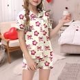 thumbnail image 2 of MEZZALL 2PCS Sleepwear For Kids Children Graphic Print Short Sleeve Button Shirt Shorts Pajama Set Versatile Baby Toddler Pyjamas, 2 of 5