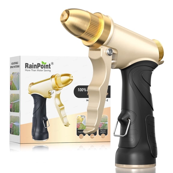 RainPoint Heavy-Duty Metal Garden Hose Nozzle Zinc Alloy Body Ergonomic Design Suitable for Garden Lawn Watering, Car Washing, etc.