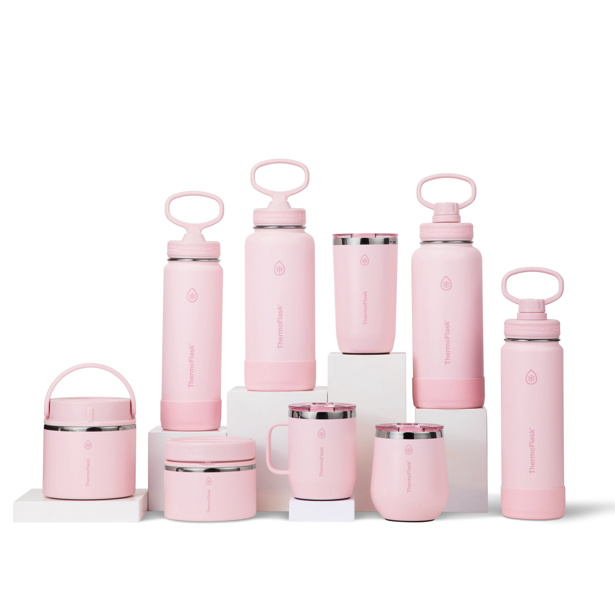 ThermoFlask Classics Insulated Stainless Steel Water Bottle with Leakproof Spout Lid, 24 oz, Blush