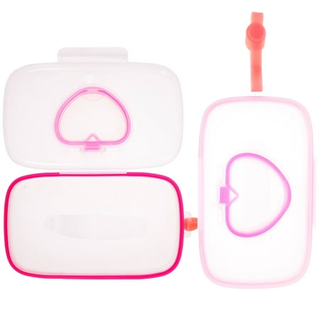 Toyvian Travel Wipe Case Pink 2Pcs Rectangular Design