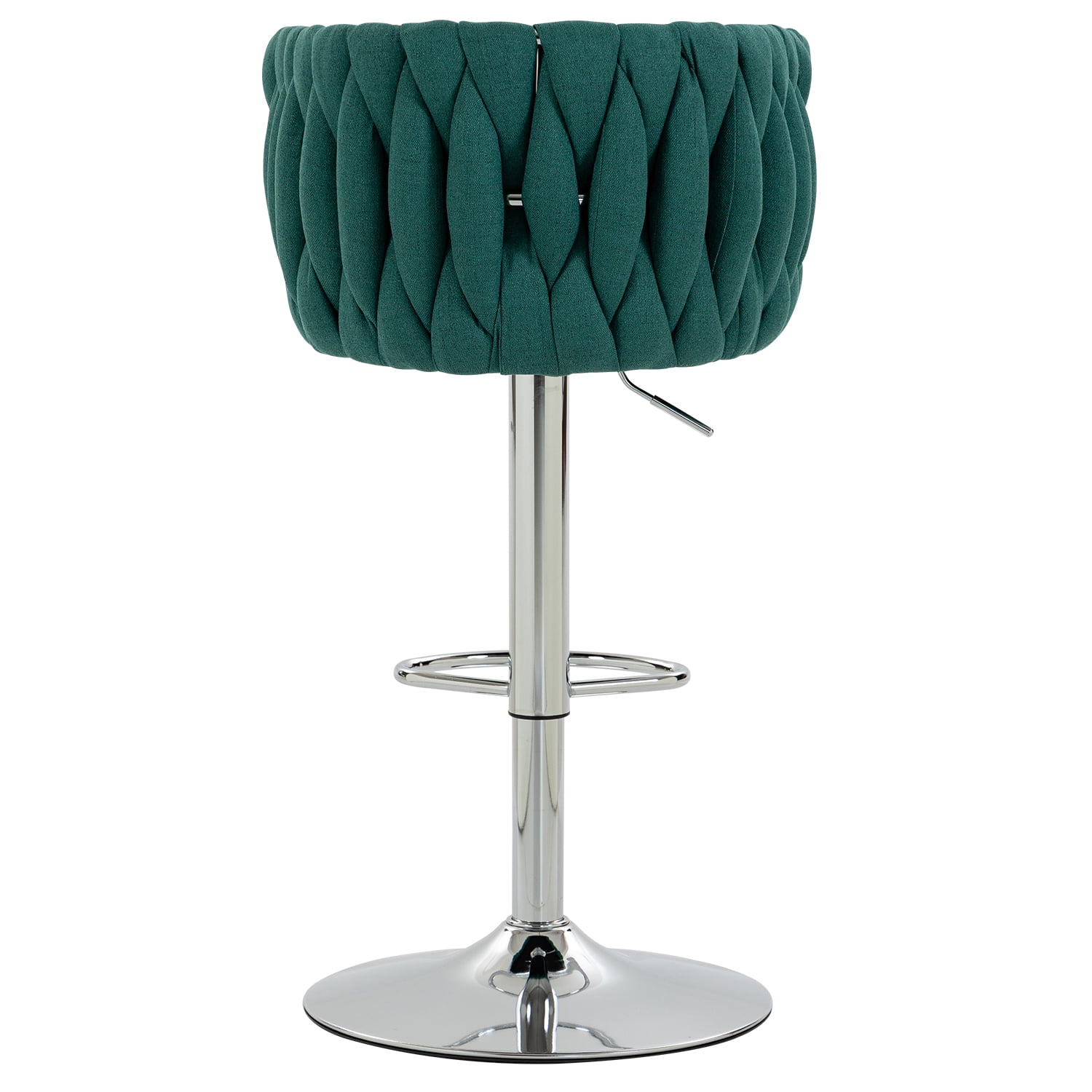 Swivel Bar Stool Set of 2, Adjustable Counter Height Chair with Woven Back and Footrest for Kitchen Cafe, Green
