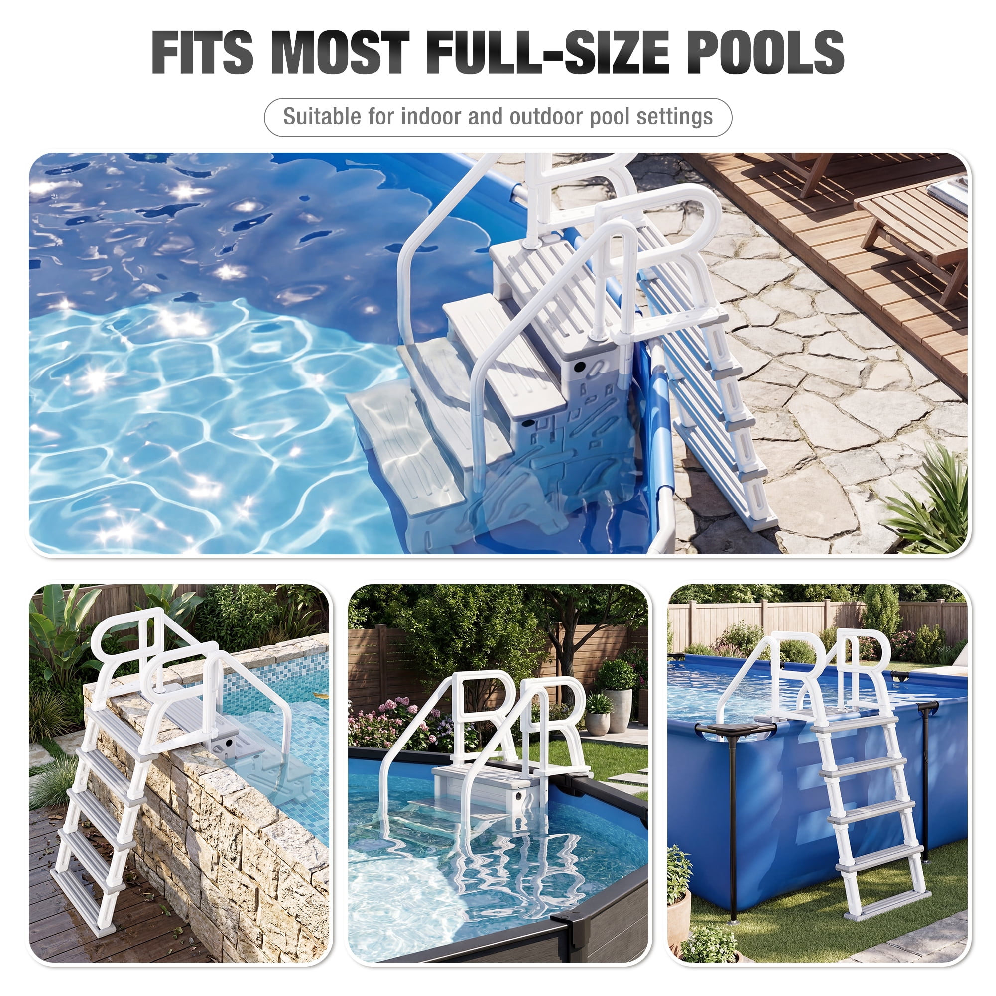 Betisef Pool Ladder above Ground, Heavy Duty 4-Step Pool Ladder with Dual Handrails and Non-Slip Steps, 500 LBS Load Capacity, for 46-58 Inch