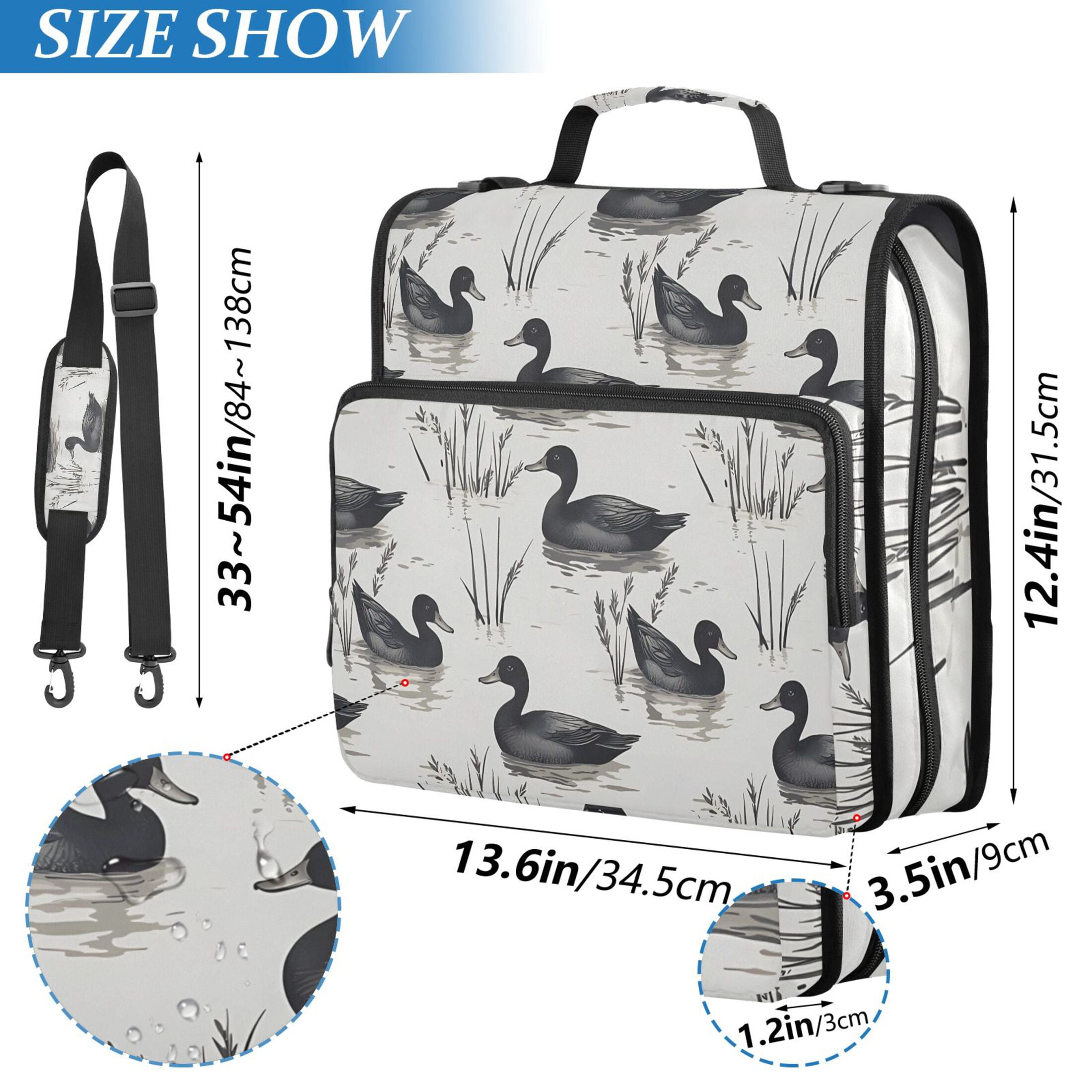 ALAZA Zipper Binder Retro Ducks Swim 3 Ring Trapper Keeper File Folder Organizer Bag